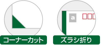 コーナーカットとズラシ折り