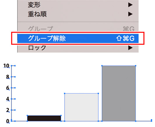 ［オブジェクト］→［グループ解除］