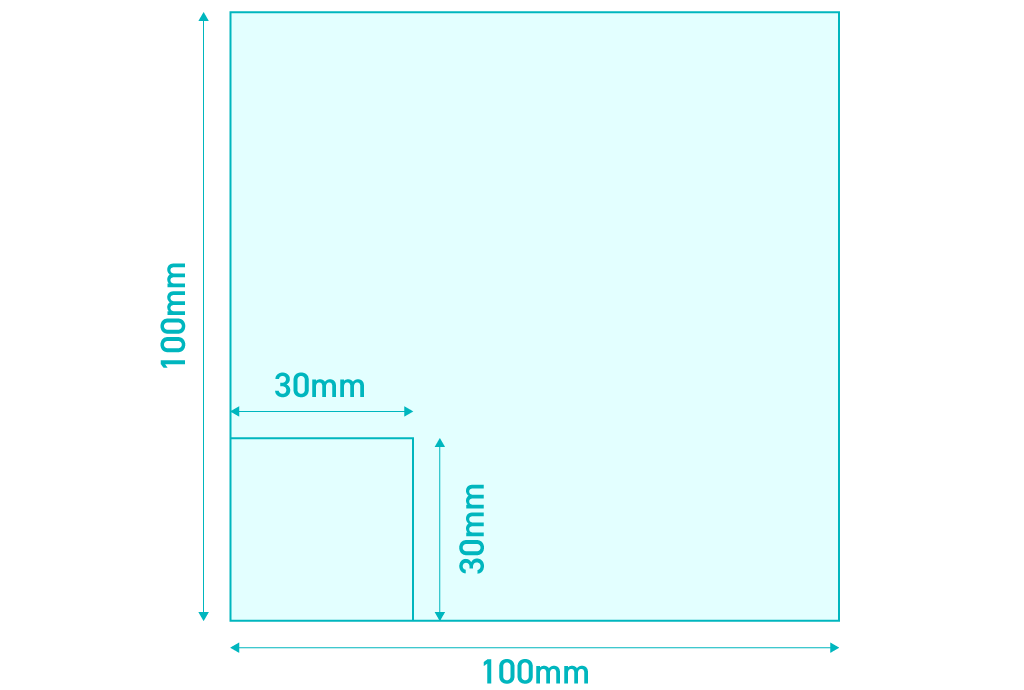 印刷サイズ図変形30×30mm〜100×100mm